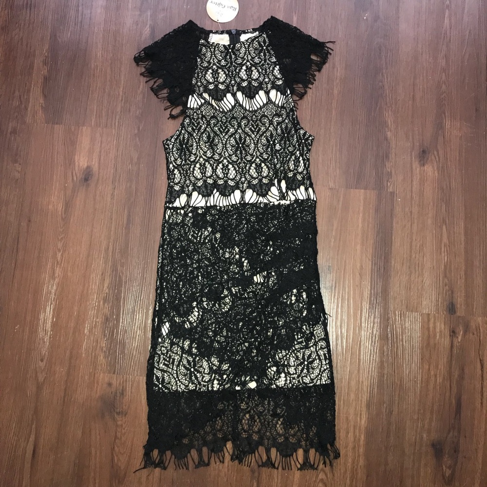 Black lace mini dress
